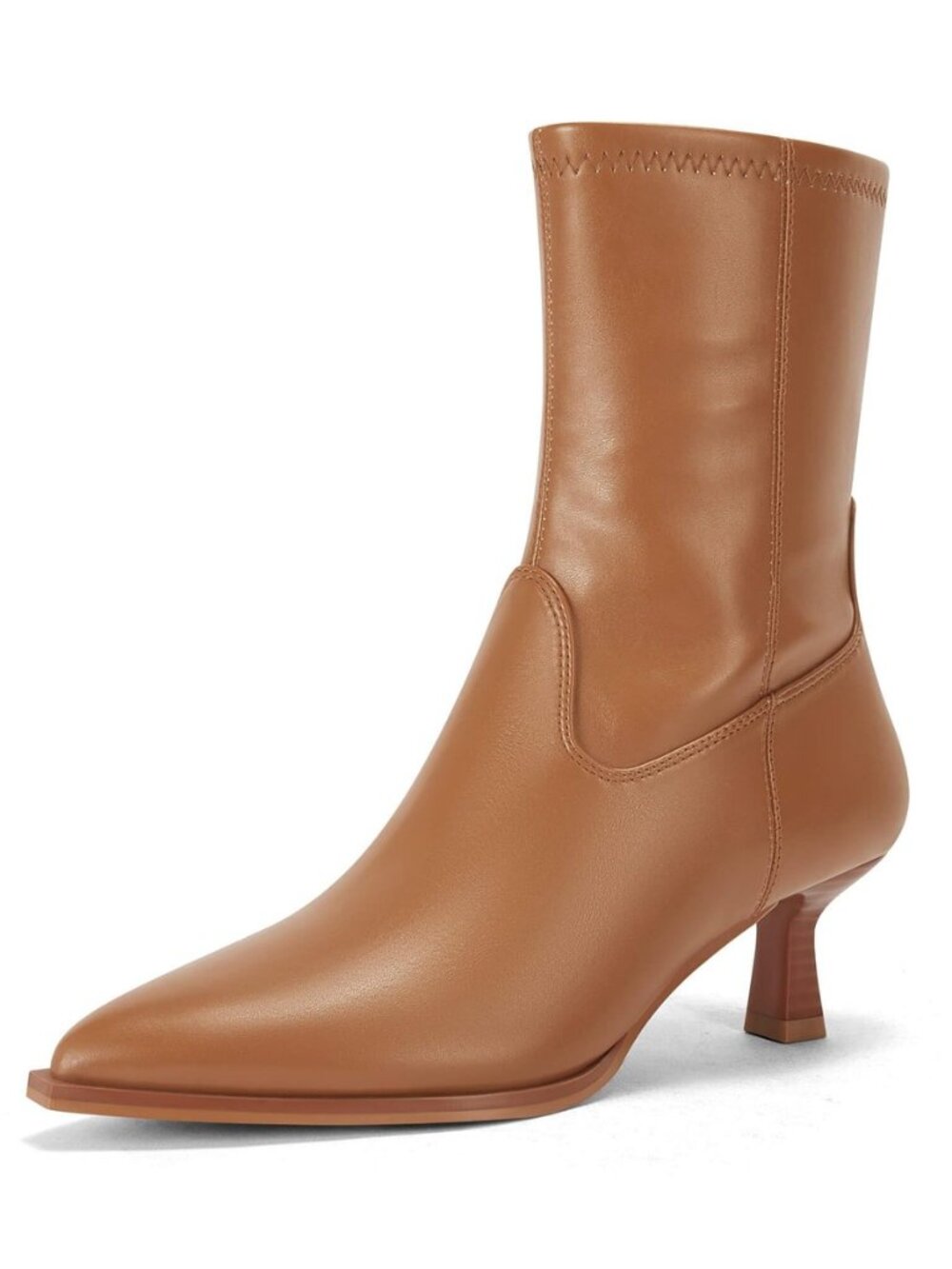 Womens Pointed Toe Ankle Boots Stacked Kitten Low Heel Side Zipper Fall Booties